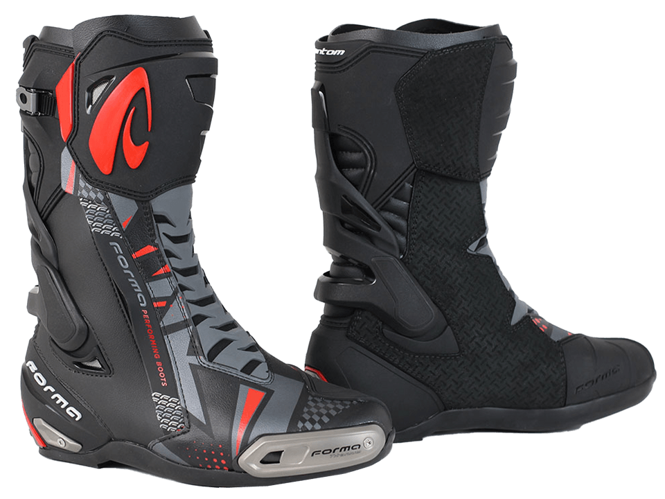 Forma Phantom Motorcycle Roadracing Boots Black/Gray/Red (non-perforated) 1